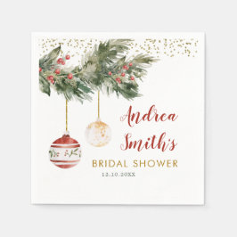 冬のホリデー　デッキ・ザ・ホールス　ブライダルシャワーペーパー スタンダードカクテルナプキン