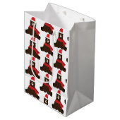 冬のホリデー ブラウン クマ ミディアム ギフト バッグ ミディアムペーパーバッグ (正面アングル)