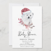 冬のホリデー ポーラーベア ベビーシャワー 招待状 (正面)