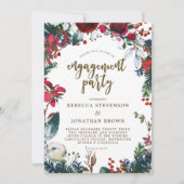 冬のホリデー 赤い婚約パーティーの招待状 招待状 (正面)