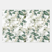 冬のホリーの枝の緑のパターン ラッピングペーパーシート (正面3)