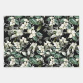 冬のホリーの枝の緑のパターン ラッピングペーパーシート (正面2)