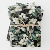 冬のホリーの枝の緑のパターン ラッピングペーパーシート (インサイチュ)