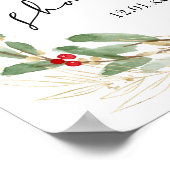 冬のホリー赤ちゃんシャワー歓迎サインクリスマス ポスター (角)