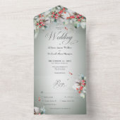 冬のホリ伝統的ー素朴リーベリーディナー オールインワン招待状 (内側)