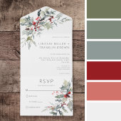 冬のホリ素朴ーベリー&雪の夕食なし オールインワン招待状