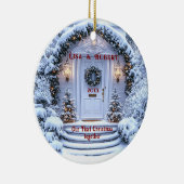 冬のホワイトドアリース初めてのクリスマスを一緒に セラミックオーナメント (右)