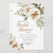 冬のホワイトフローラブライダルシャワー招待 招待状 (正面/裏面)