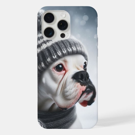 冬のボクサー犬 iPhoneケース (裏面)