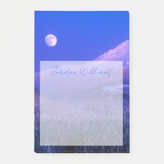 冬のボンドー山オレゴン州の月の出 ポストイット (正面)