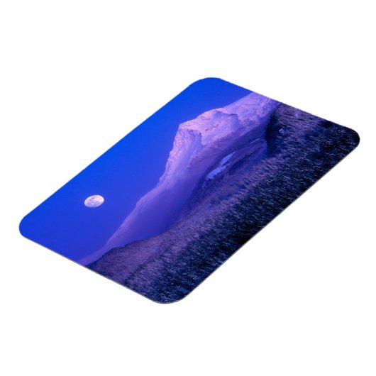 冬のボンドー山オレゴン州の月の出 マグネット (左側)