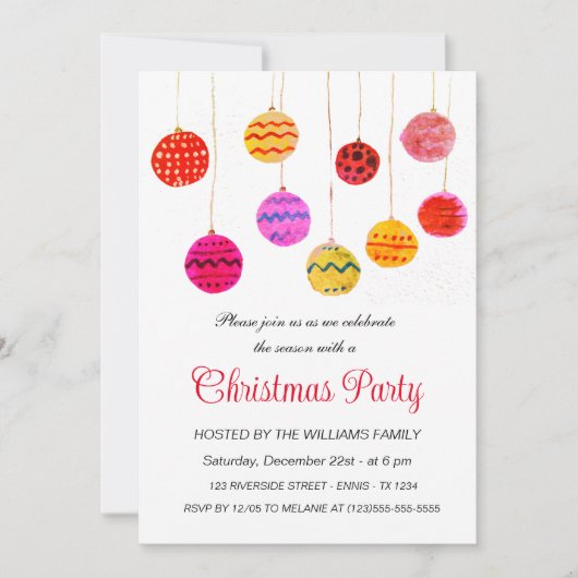 冬のボーブルオーナメントクリスマスパーティー水色 シーズンカード (正面)