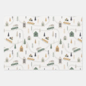 冬のポインセチアの格子状伝統的クリスマス ラッピングペーパーシート (正面3)