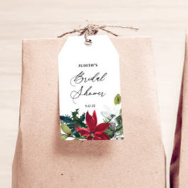 冬のポインセチア ブライダルシャワー ギフトタグ