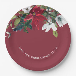 冬のポインセチア ブライダルシャワー ペーパープレート