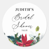 冬のポインセチア ブライダルシャワー ラウンドシール (正面)