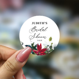 冬のポインセチア ブライダルシャワー ラウンドシール
