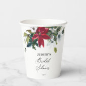 冬のポインセチア ブライダルシャワー 紙コップ (裏面)