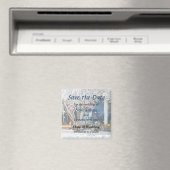 冬のポーチのロッキングチェア日付を保存 マグネット (インサイチュ (食洗機))