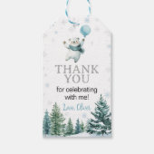 冬のポーラーベアの誕生日パーティー、ありがとう! ギフトタグ (正面)