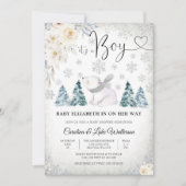 冬のポーラーベアベビーシャワー招待状 招待状 (正面)