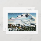 冬のマウントフッド、ティンバーラインロッジの景色 ポストカード (正面/裏面)