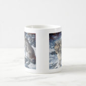 冬のマグカップの間のアラスカウルフペア コーヒーマグカップ (中央)