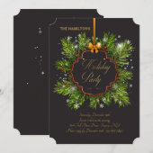 冬のマツ休日のパーティの招待状 招待状 (正面/裏面)