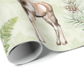 冬のマツ円錐形の森林動物のシカの鳥 ラッピングペーパー (ロールコーナー)