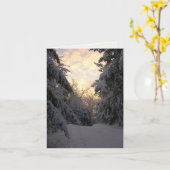 冬のマツ日の出の写真撮影のノート カード (黄色い花)