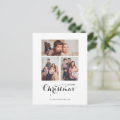 冬のミニマルクリスマス3フォトコラージホリデー ポストカード (スタンド正面)
