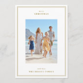 冬のミニマル葉のシンプルフレーム写真クリスマス シーズンカード (正面)