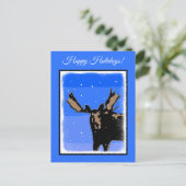 冬のムース – オリジナル野生動物アート シーズンポストカード (スタンド正面)