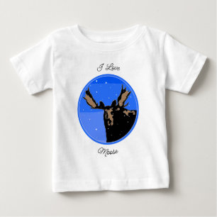 冬のムース – オリジナル野生動物アート ベビーTシャツ
