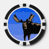 冬のムース – オリジナル野生動物アート ポーカーチップ (正面)