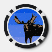 冬のムース – オリジナル野生動物アート ポーカーチップ (裏面)
