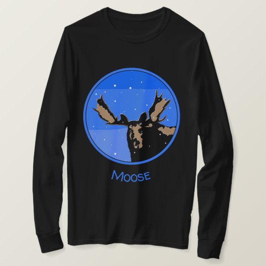 冬のムース – オリジナル野生動物アート Tシャツ (デザイン正面)