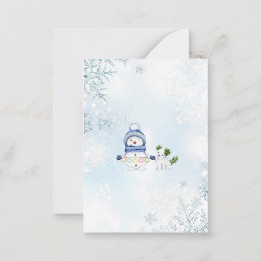 冬のメリークリスマスの水の色ベビーシャワー ノートカード (裏面)