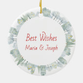 冬のメリークリスマスアイススケートで滑る鹿 セラミックオーナメント (裏面)