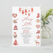 冬のメリークリスマスウォーター色ベビーシャワーママ –  招待状 (スタンド正面)