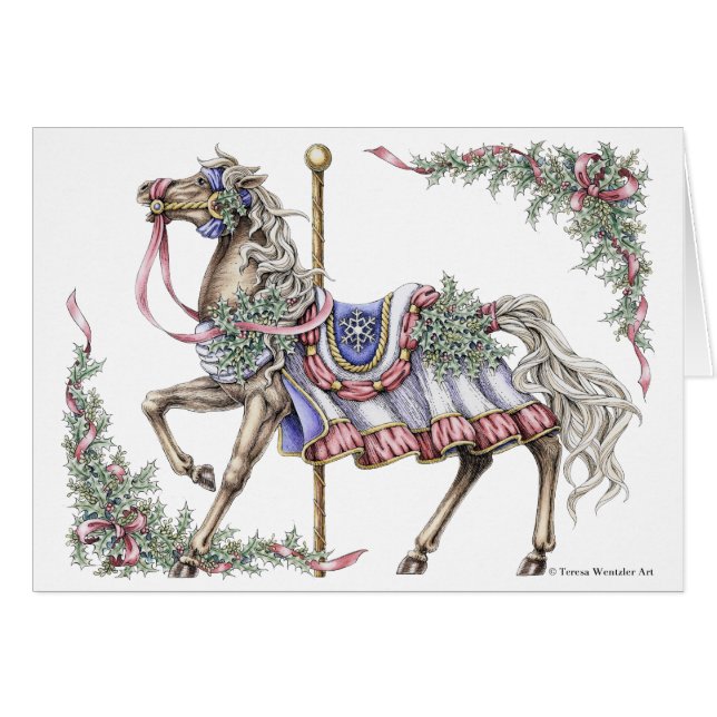 冬のメリーゴーラウンドの馬のカード (正面横)