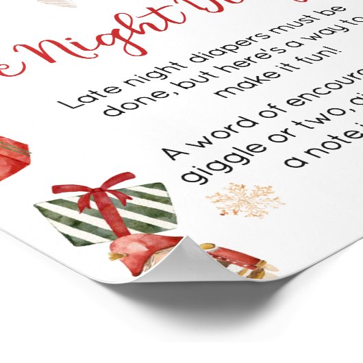 冬のメリー小さなクリスマスの深夜おむつ ポスター (角)