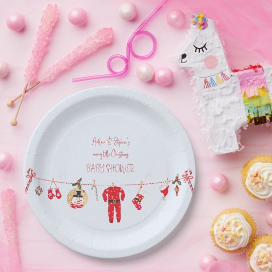 冬のメリー小さなクリスマス男の子の子の赤ちゃんシャワー ペーパープレート (パーティー)