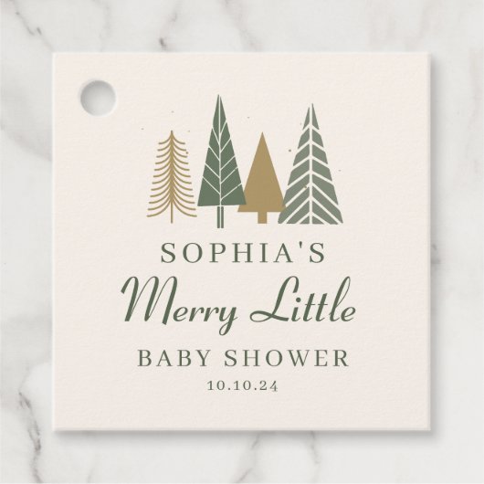 冬のメリー小さな赤ちゃんシャワー フェイバータグ (正面)