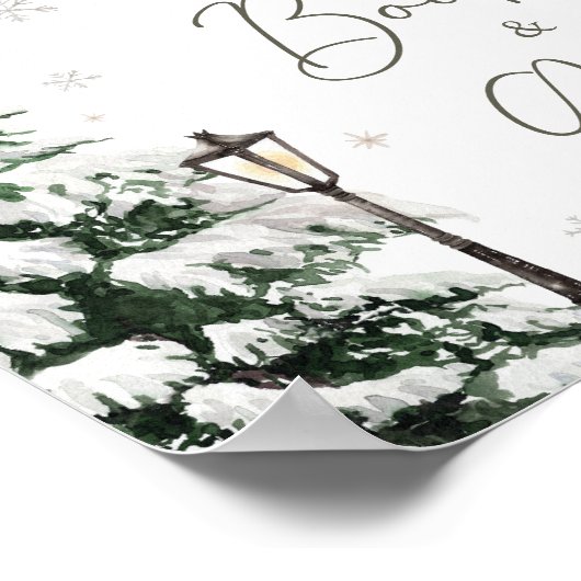 冬のメリー小さな赤ちゃん服の本とプレゼント ポスター (角)