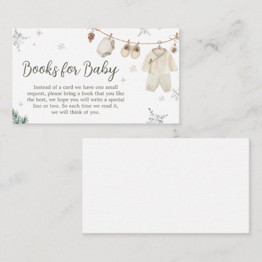 冬のメリー小さな赤ちゃん服の本ベビー エンクロージャーカード (正面/裏面)