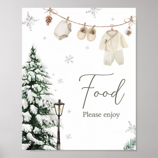 冬のメリー小さな赤ちゃん衣赤ちゃんシャワー食品 ポスター (正面)