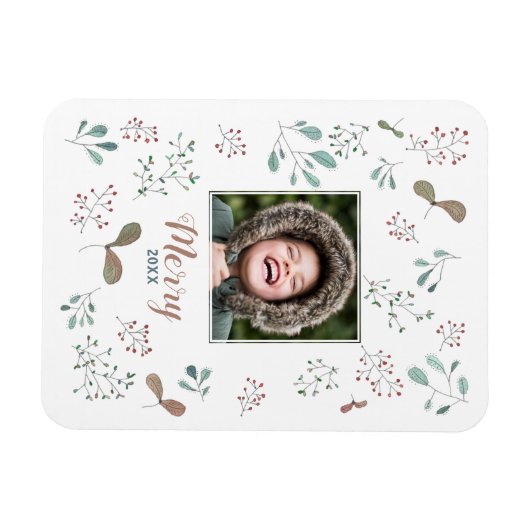 冬のメリー森のクリスマスフォト マグネット (横)