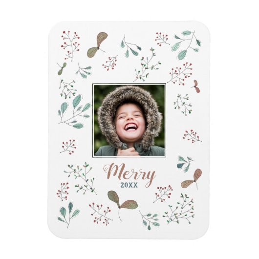 冬のメリー森のクリスマスフォト マグネット (縦)