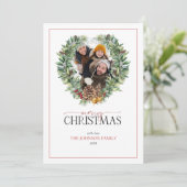 冬のモアコーンベリーリースメリークリスマスフォト シーズンカード (スタンド正面)